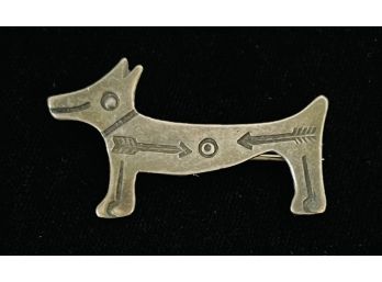 Old Pawn Sterling Silver Arrow Dog Brooch