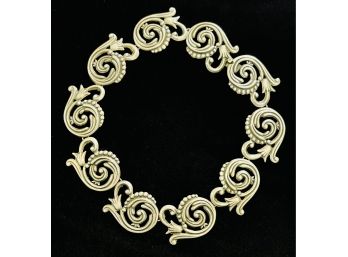 .925 Mexico Sterling Silver Floral Link Necklace.