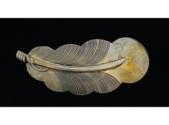 Vintage Sterling Silver Hair Barrett Or Clip With Leaf Design