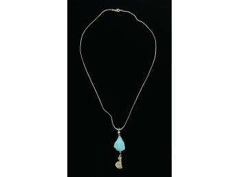 Sterling Silver Chain Necklace With Turquoise Nugget