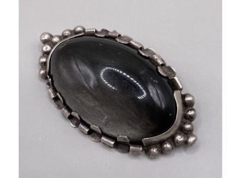 Cat's Eye Cabochon Mexico Sterling Silver Pin