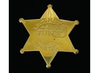 Solid Brass Licensed Junk Inspector Badge