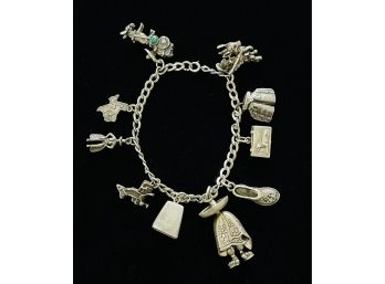 Sterling Silver Tested Bracelet With Sterling Silver Charms