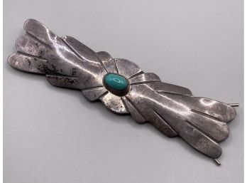 Old Pawn Sterling Silver And Turquoise Hair Pin