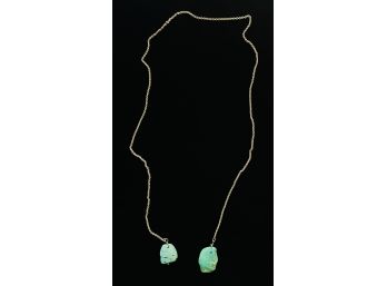 Sterling Silver Chain With Two Turquoise Nuggets