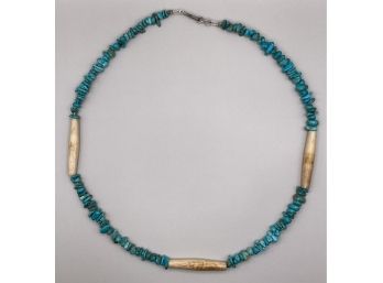 Turquoise Necklace With Sterling Silver Clasp