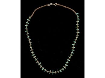 Turquoise And Seashell Necklace With Sterling Silver Clasp