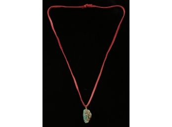 Turquoise Nugget Pendant With Faux Leather String