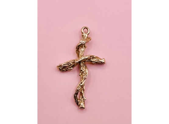 14Kt Gold Rustic Crucifix Pendant