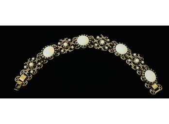 Antique Opal And Micro Pearls Link Bracelet
