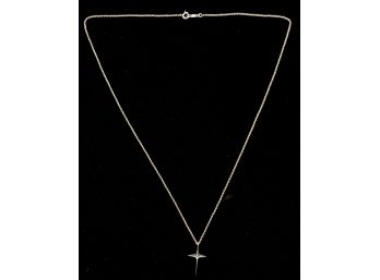 14 Kt White Gold Pendant And Chain Necklace, BAB Marked