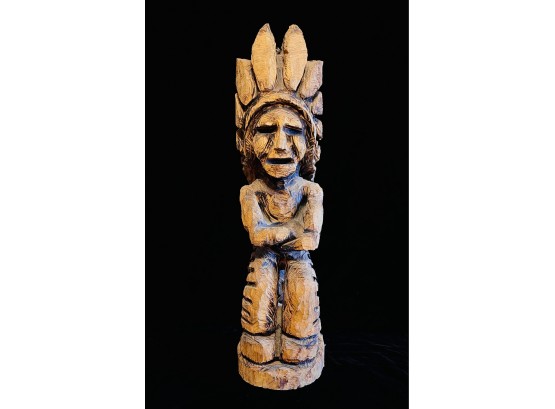 Hand Carved Wooden Chief Figure