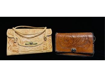 2 Vintage Tooled Leather Women's Handbags