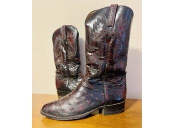 Vintage Lucchese Quill Ostrich Western Boots Men's Size 10