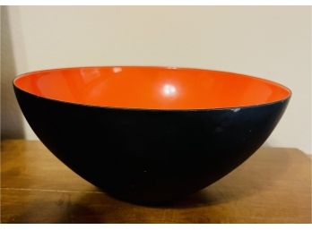 Danish Modern Orange Enamel Krenit Bowl By Herbert Krenchel For Torben Orskov