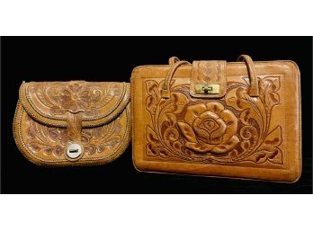 2 Vintage Tooled Leather Women's Handbags
