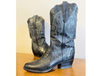 Ammos Snake Skin & Black Leather Cowboy Boots Men's Size 10