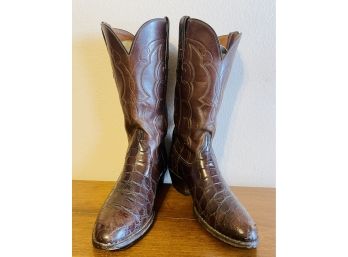 Lucchese Brown Croc Skin Cowboy Boots Men's Size 10