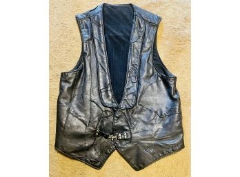 Custom Made Black Leather Men's Leather Vest