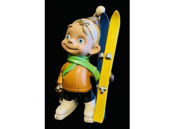 Vintage Atlantic Mold Smiley Skier Boy Plaster Figurine