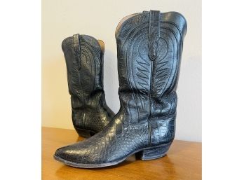 Ammos Croc & Black Leather Cowboy Boots Men's Size 10