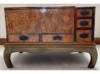 Unique  Antique Hibachi Table With Storage Drawers