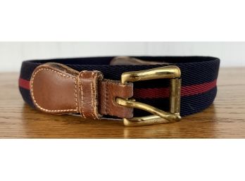 Dooney And Bourke Size 36 #6933 Belt Navy Blue With Red Stripe