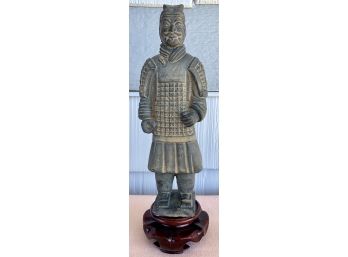 Small Statue On Red Wood Base