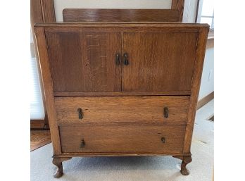 Antique Dovetail Side Console Table With Drawers.