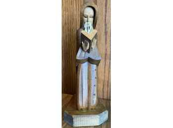 Hand Carved Wood Monk Made In Mexico
