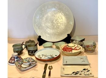 Lot Of Japanese Bowls Plates And Drinking Game