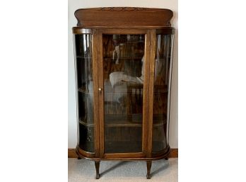 Antique Bow Front Curved Glass 4 Shelf China Cabinet