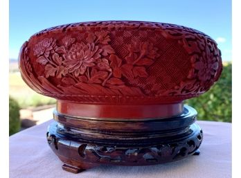Cinnabar Bowl With Wood Stand