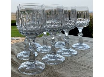 Set Of 8 Crystal Wine Glasses Unmarked