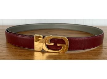 Gucci 38/95cm Maroon Leather Belt