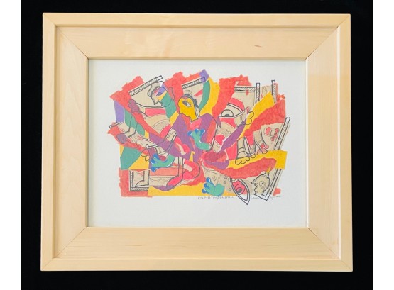 Colorful 2010 Paper Trail Professionally Framed Signed Print By Sandra Kaplan