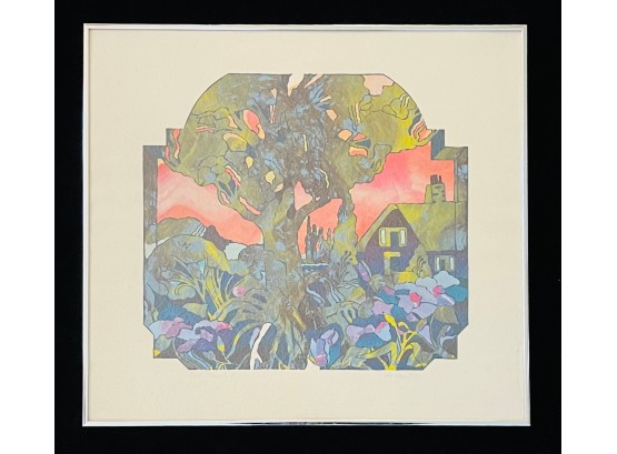 1970s Large Colorful Framed Art Numbered 19/25 By Famed Illustrator Ron Rae
