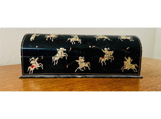 Paper Mache Laquered Polo Players Trinket Box