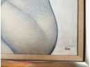 Framed And Signed Painting By Of Side Profile Seated Female Nude By Calvin 1980s