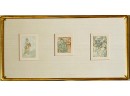Rare Antique Framed  Alphonse Mucha Triptych