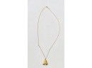 14Kt Gold Chain And 14Kt Bell Pendant With Pearl Accent- 3.4 Grams