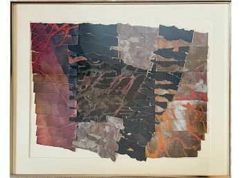 Large Framed Textural Art Piece Titled Carborundiam Collage