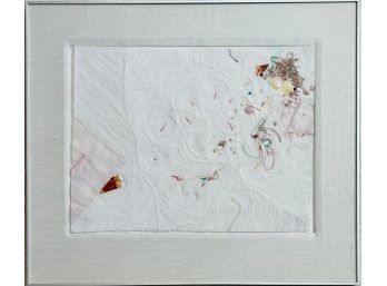 Gorgeous Framed Textile And Found Object Mixed Media Collage In Frame