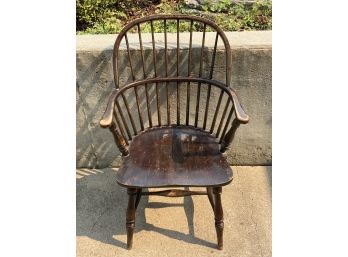 Antique Solid Wood Spindle Bow Backed Arm Chair