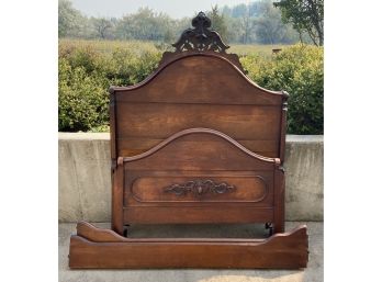 Intricately Hand Carved Antique Queen Bed Frame (as Is)
