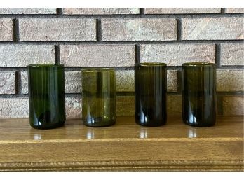 4 Handmade Wine Bottle Glasses.