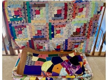 Collection Of 3 Handstitched Vibrant Colored Quilts (as Is)