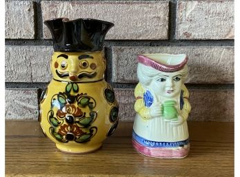 2 Glazed Miniature Pitchers