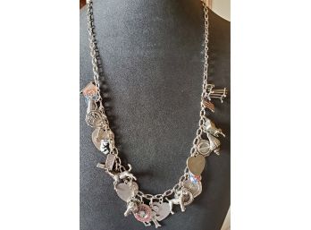 Amazing Sterling Silver Multi Charm Necklace