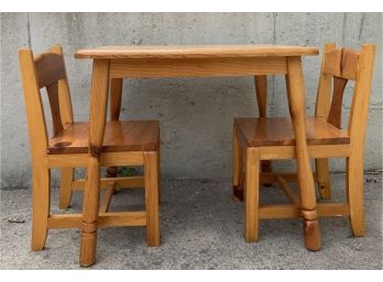 Solid Wood Children's Table W/ 2 Chairs